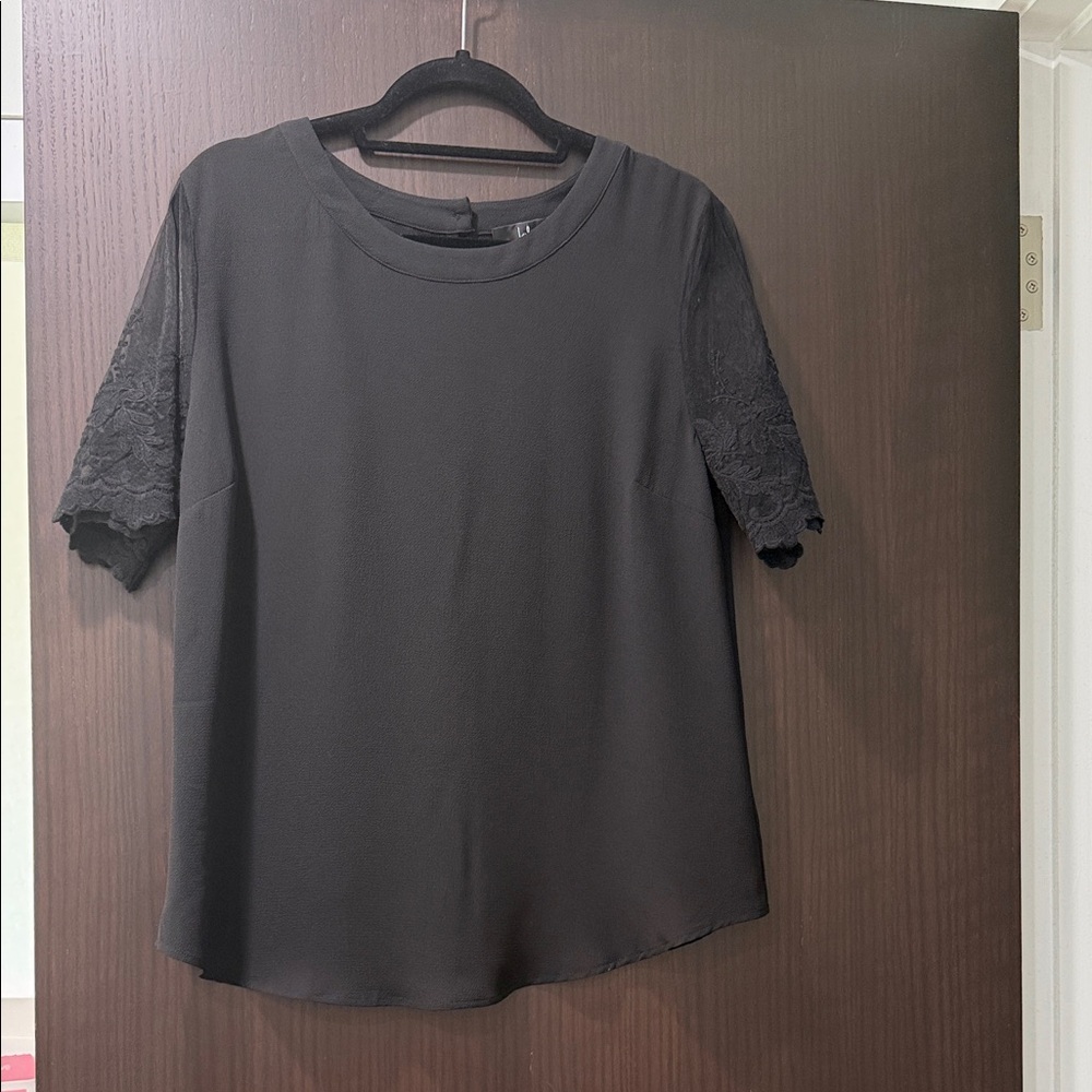 Lulu's Black Lace Sleeve Tee